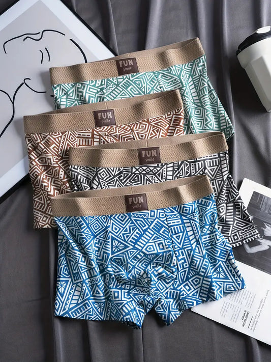 Moixe Men’s Printed Boxer Underwear – Combo Pack of 4