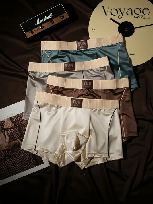 Moixe Men’s Satin-Finish Boxer Underwear – Combo Pack of 4